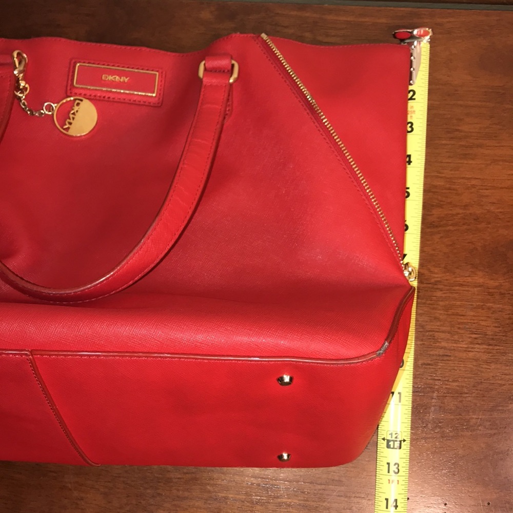 DKNY Large Saffiano Leather Tote and Wallet, Red - Picture 10 of 16